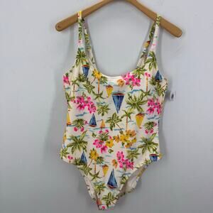 NWT Old Navy Sailboat One-Piece Swimsuit XL Nautical Colorful Tropical Island